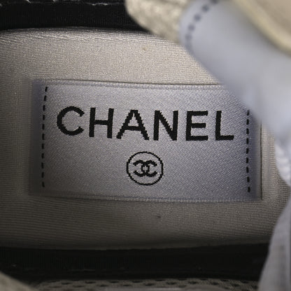 Chanel Fabric Laminated Calfskin Stretch CC Womens Sneakers 38 White Gold Silver 9 of 9