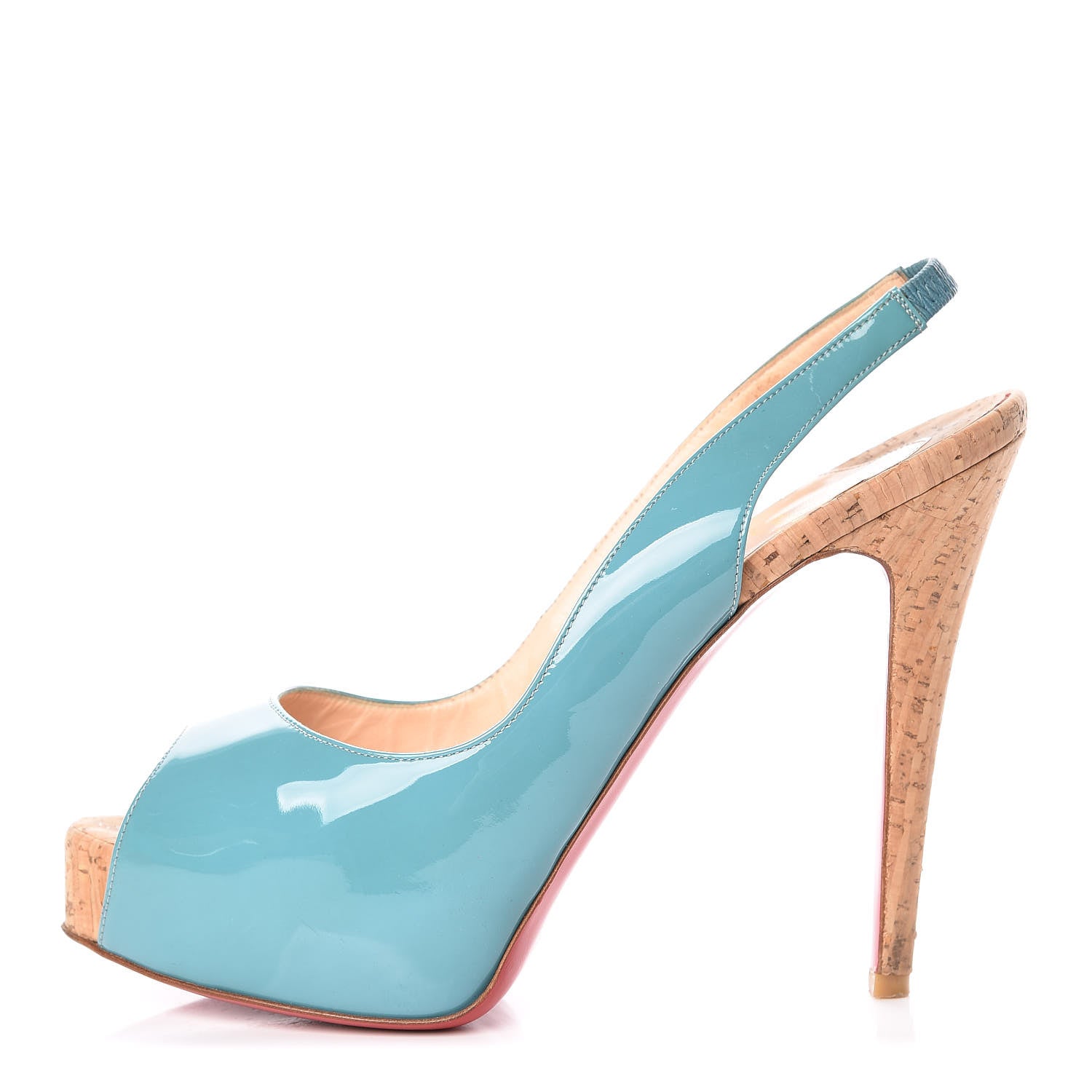Christian Louboutin Patent Cork So Private 120 Pumps 38.5 Blue 1 of 16