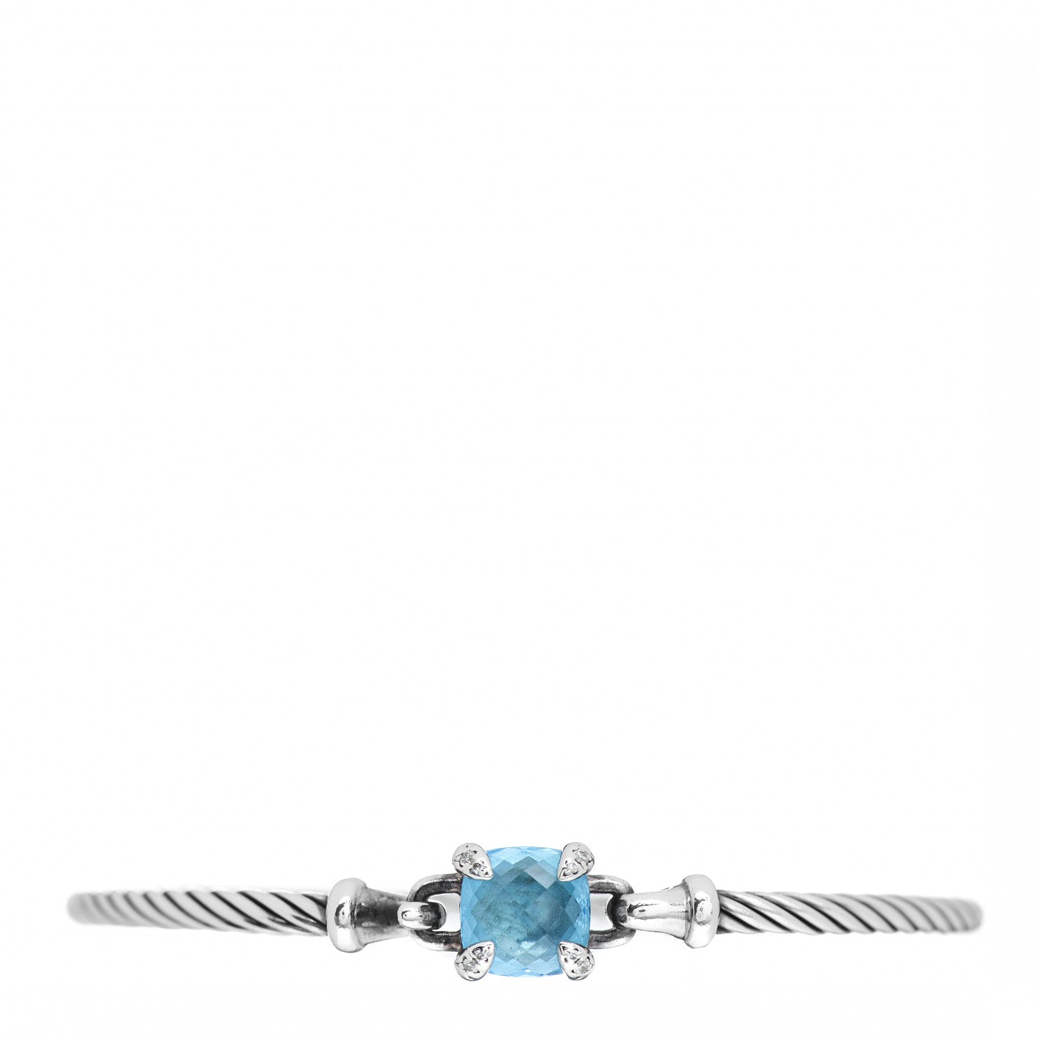 David Yurman Sterling Silver Blue Topaz Diamond 8mm Chatelaine Bracelet 1 of 4