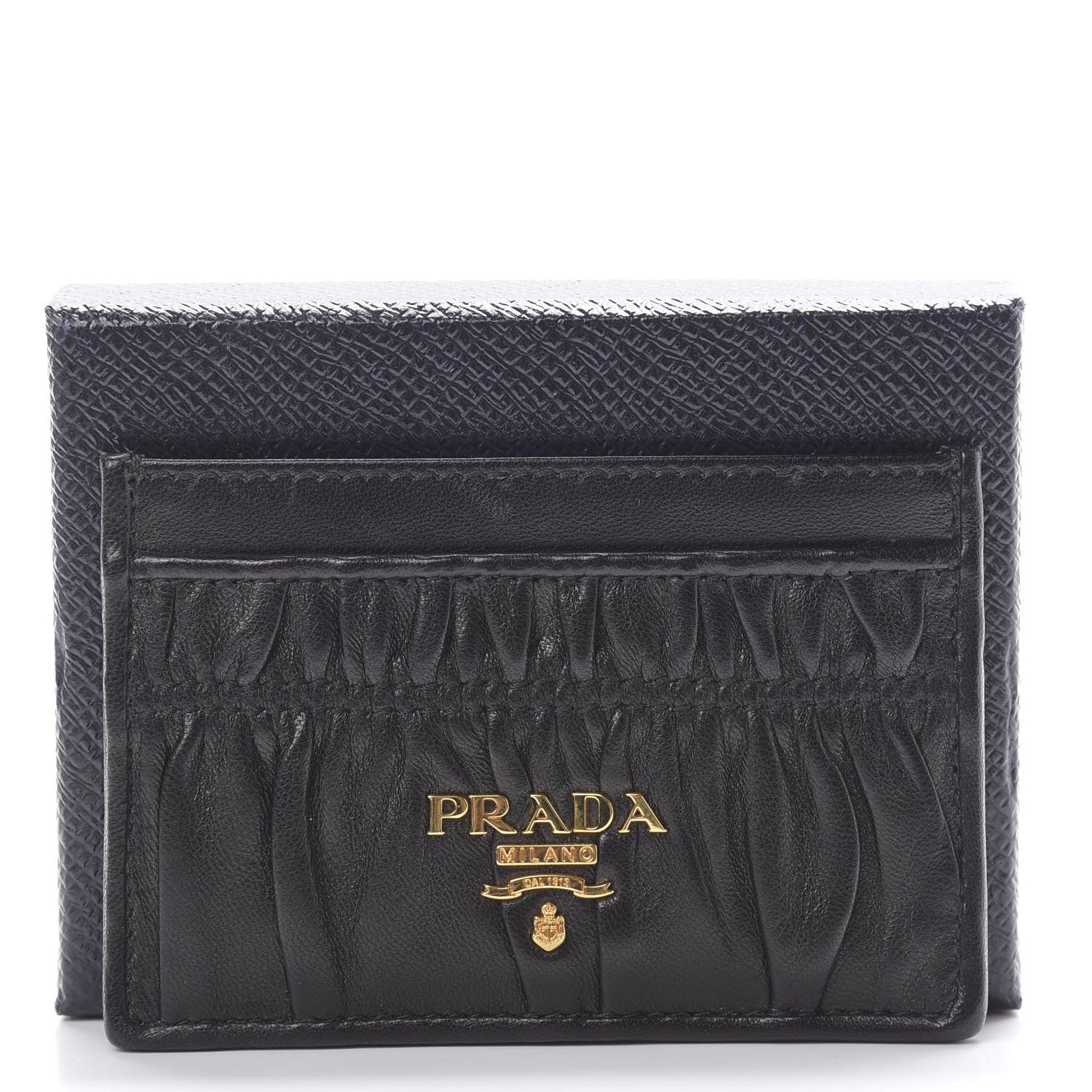 Prada Nappa Gaufre Card Holder Black 8 of 8