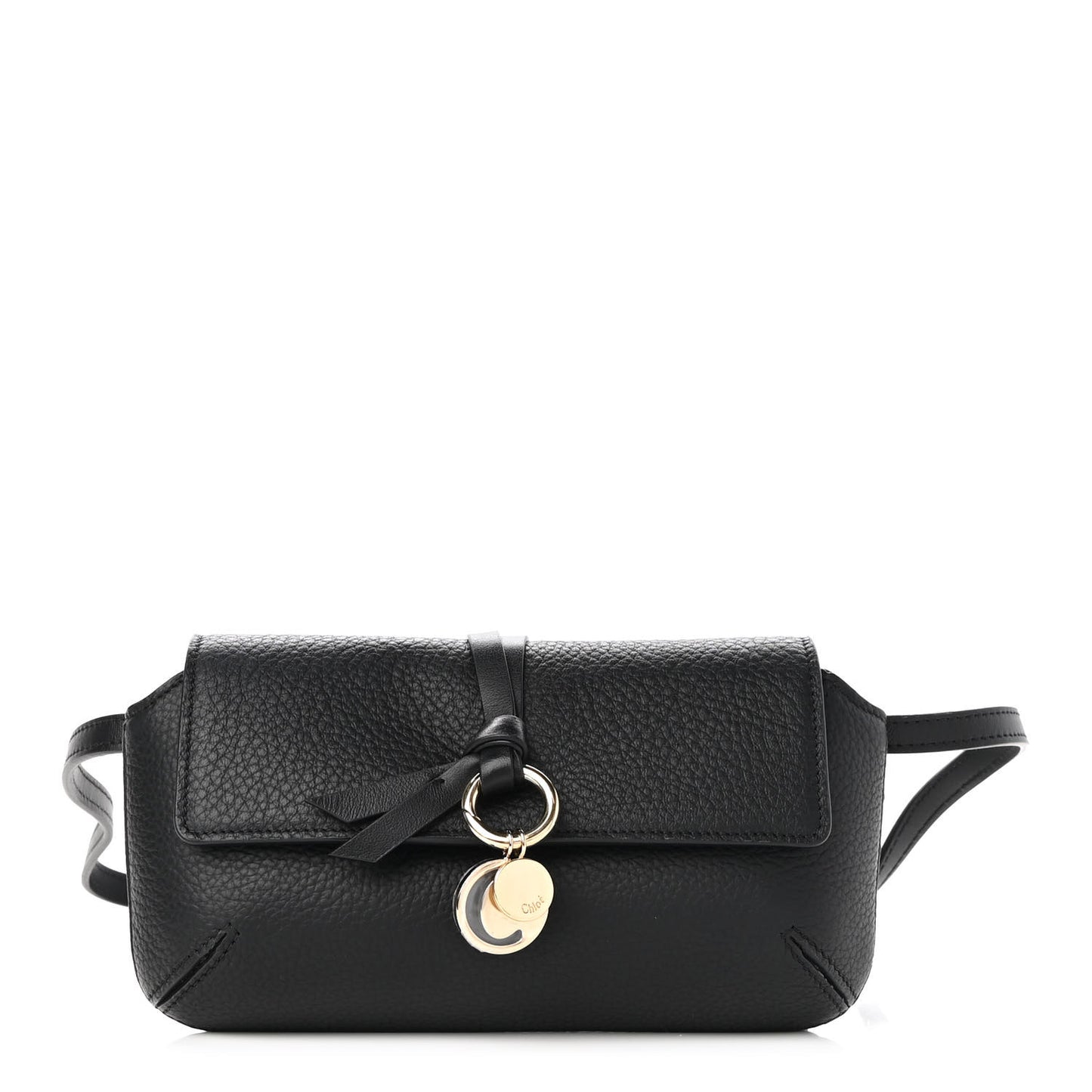 Grained Calfskin Alphabet Crossbody Pouch Black