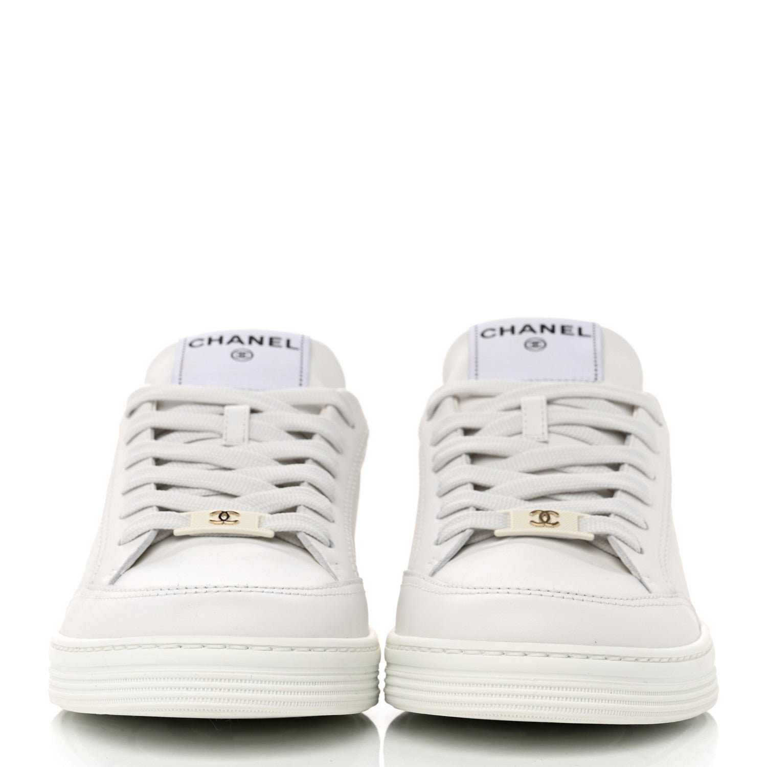 Chanel Calfskin Womens CC Logo Sneakers 40 White 2 of 10