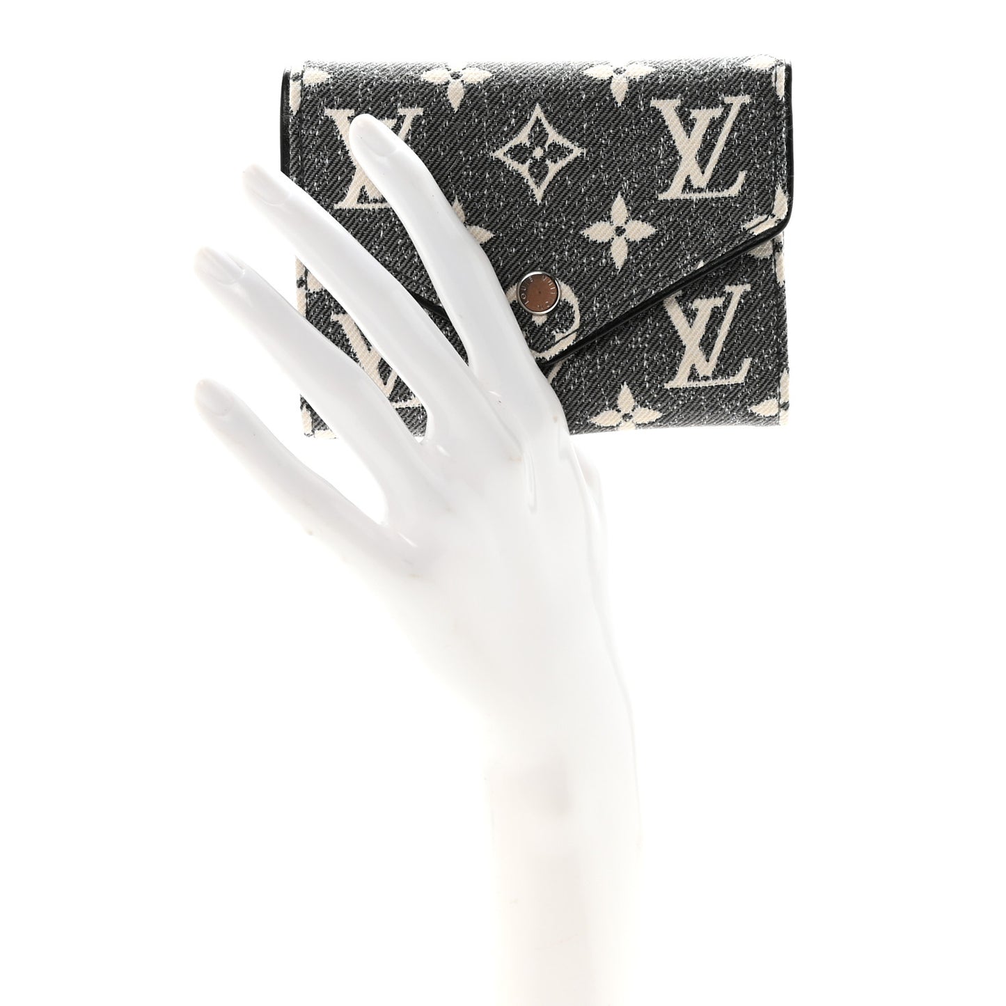 Denim Monogram Jacquard Victorine Wallet Grey