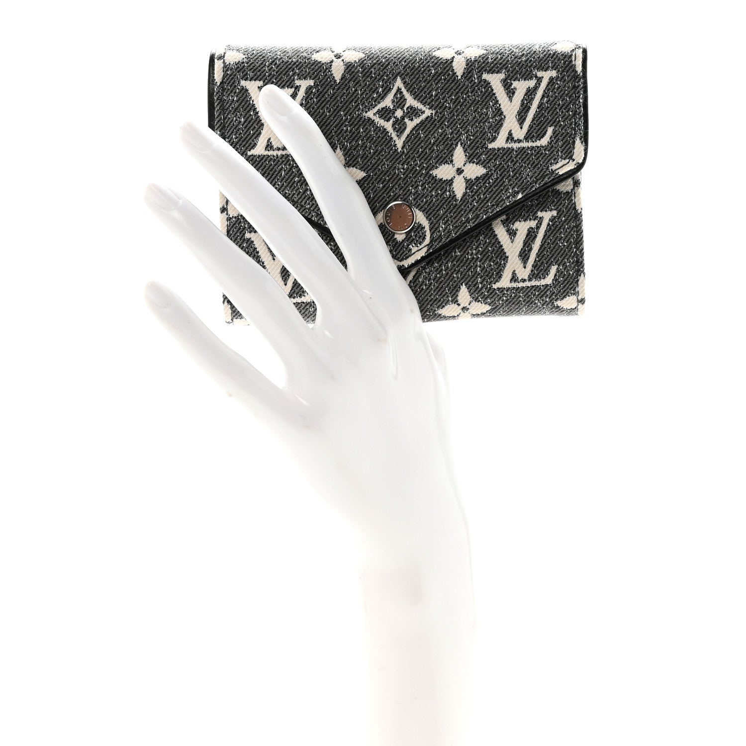 Louis Vuitton Denim Monogram Jacquard Victorine Wallet Grey 2 of 6