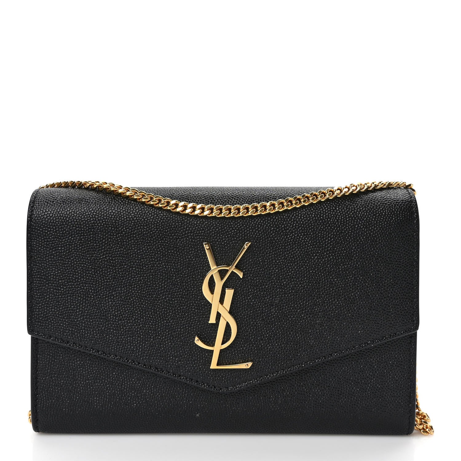 Saint Laurent Grain de Poudre Uptown Chain Wallet Black 2 of 9