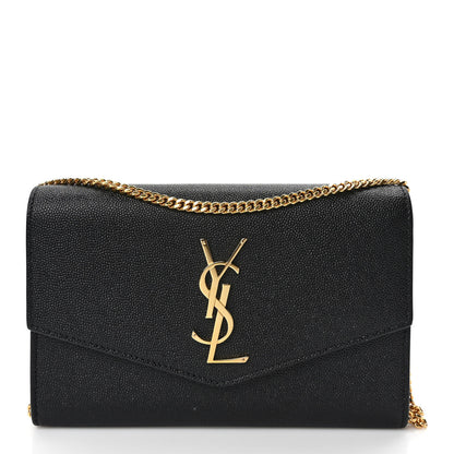 Saint Laurent Grain de Poudre Uptown Chain Wallet Black 2 of 9