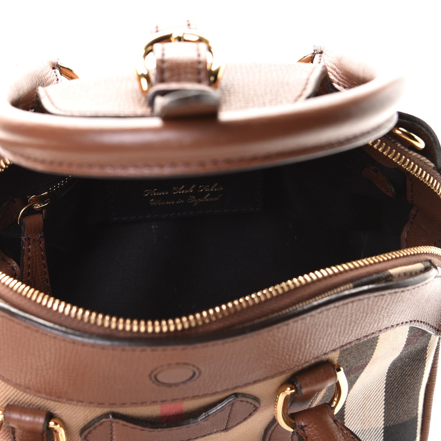 Burberry Derby Calfskin House Check Medium Milverton Satchel Tan 6 of 8