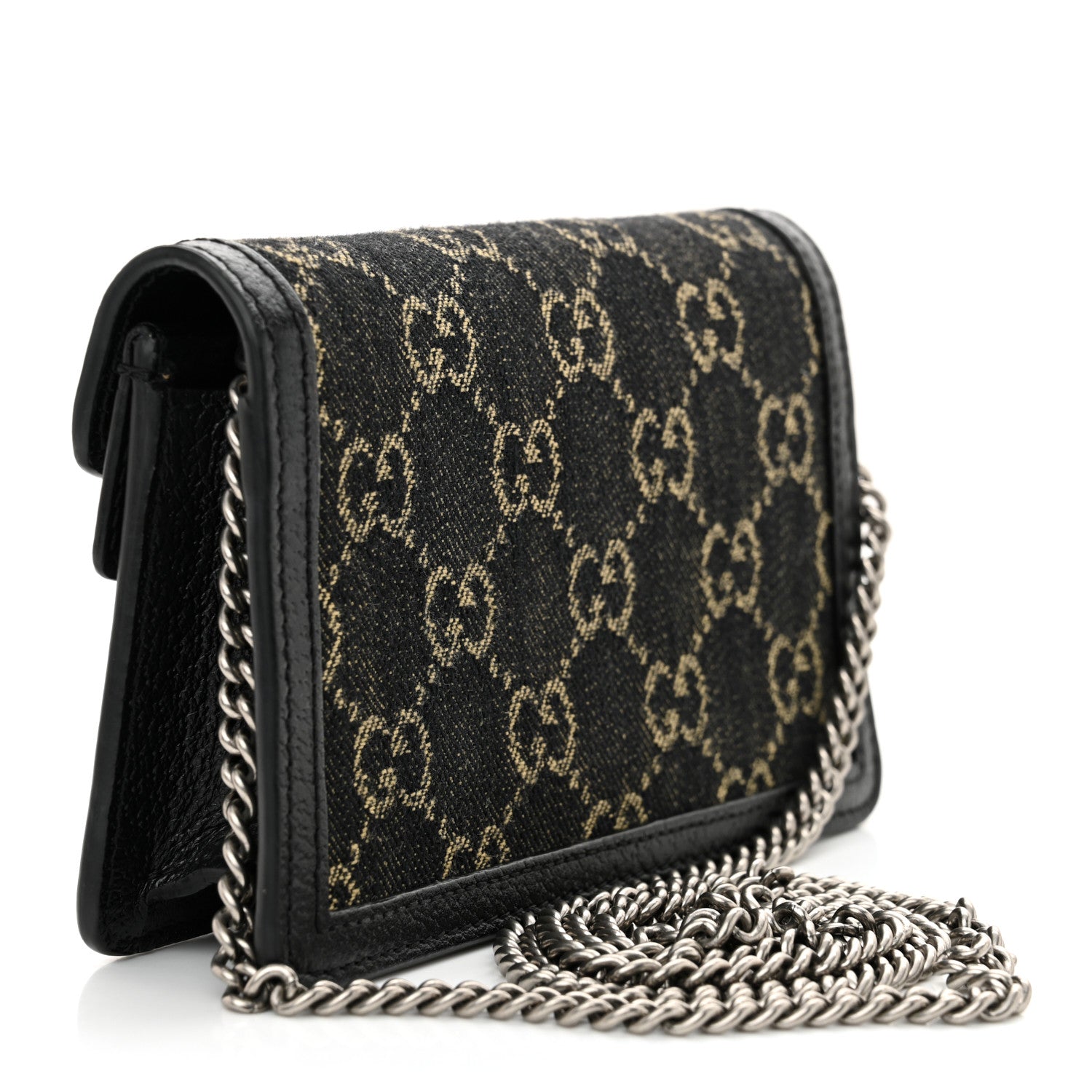 Gucci Jacquard Black Denim GG Monogram Super Mini Dionysus Shoulder Bag Black Ivory 3 of 10