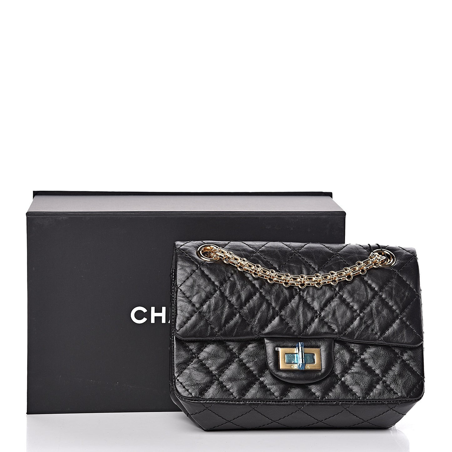 Aged Calfskin Quilted 2.55 Reissue Mini Flap Black