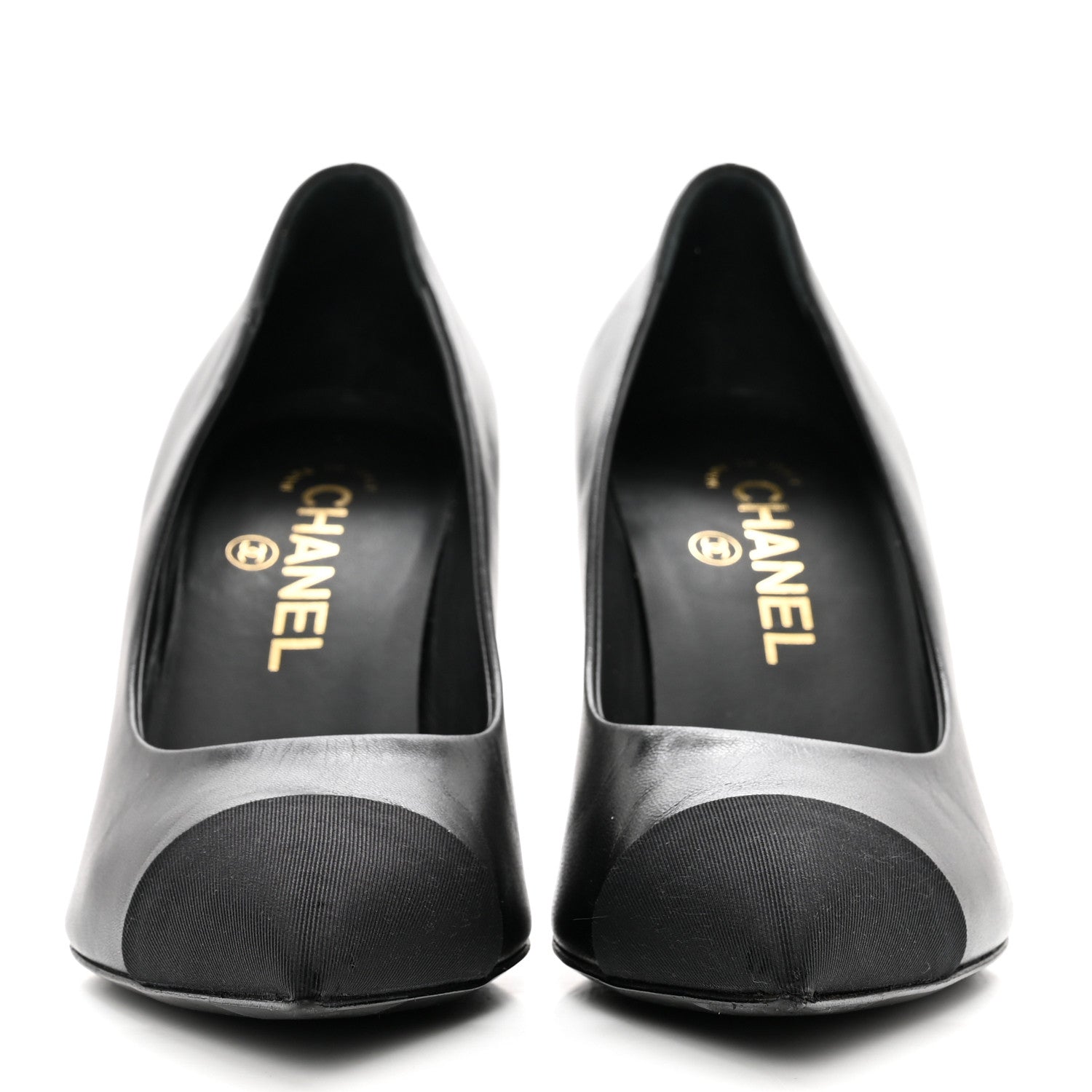 Chanel Grosgrain Cap Toe CC Pearl Pumps 37 Black 2 of 8
