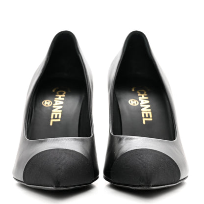 Chanel Grosgrain Cap Toe CC Pearl Pumps 37 Black 2 of 8
