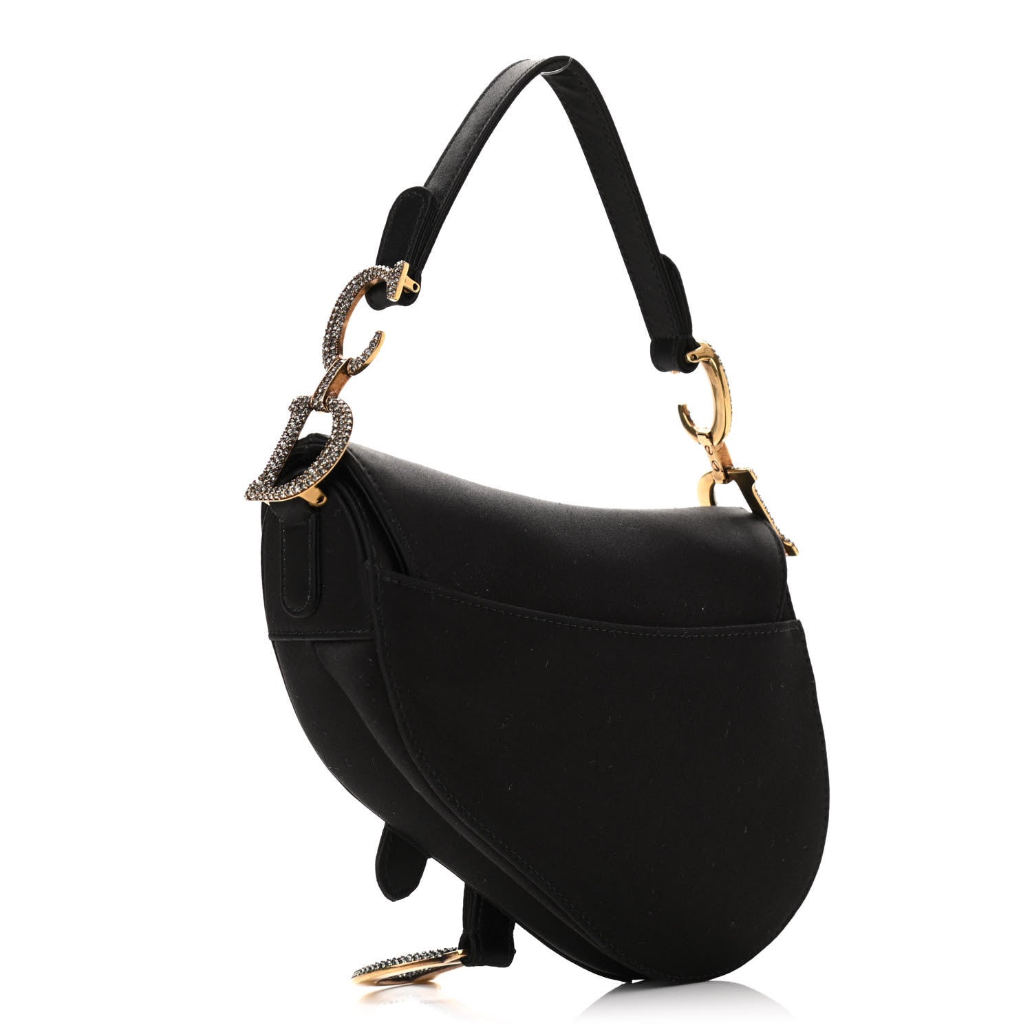 Christian Dior Satin Crystal Mini Saddle Bag Black 3 of 9
