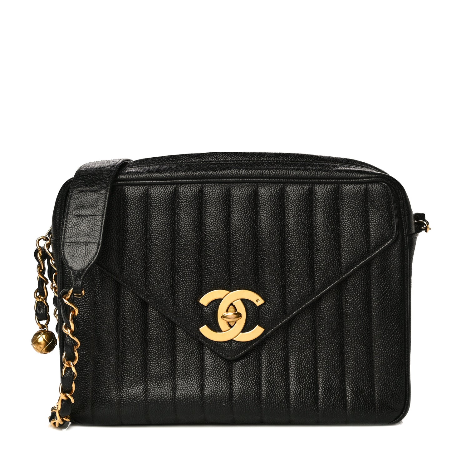 Caviar Vertical Quilted Camera Bag Black