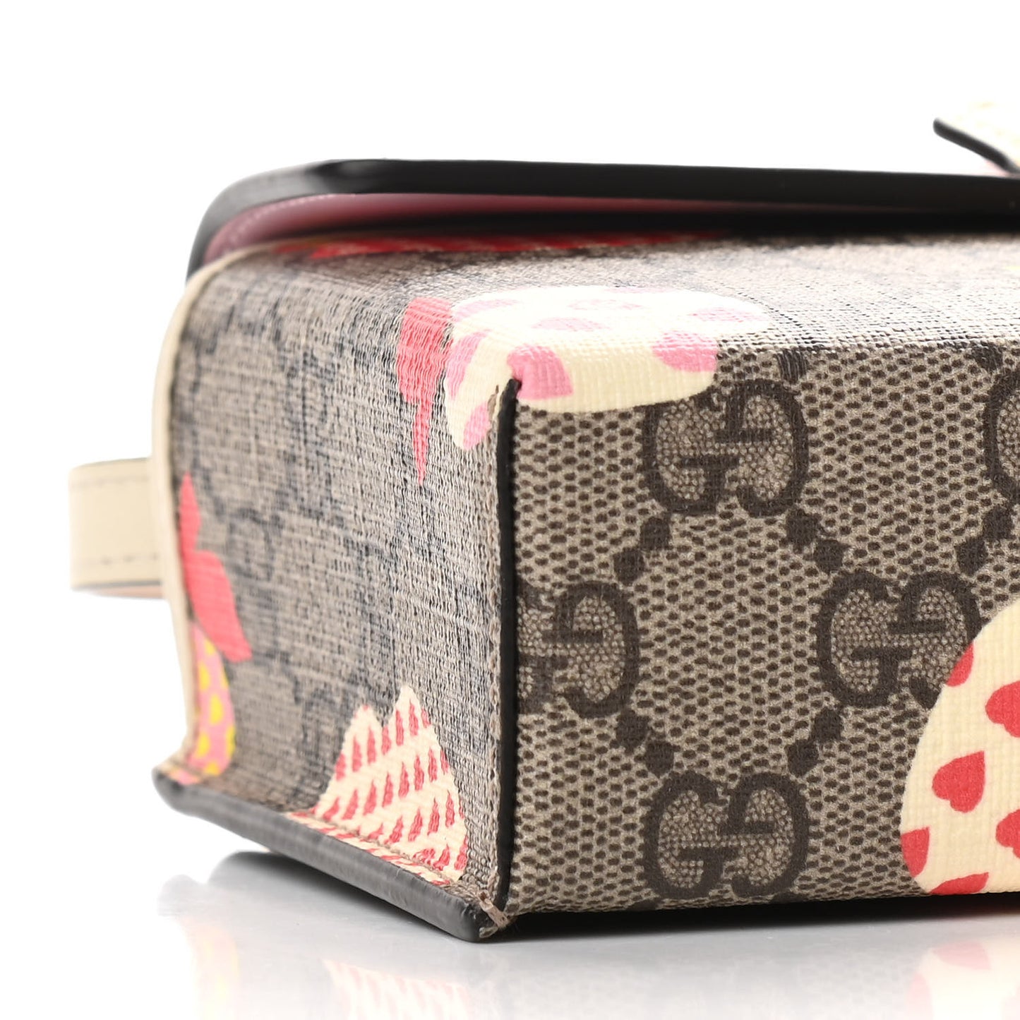 GG Supreme Monogram Les Pommes Mini Padlock Top Handle Shoulder Bag Beige Ebony Multicolor Cotton Candy Pink