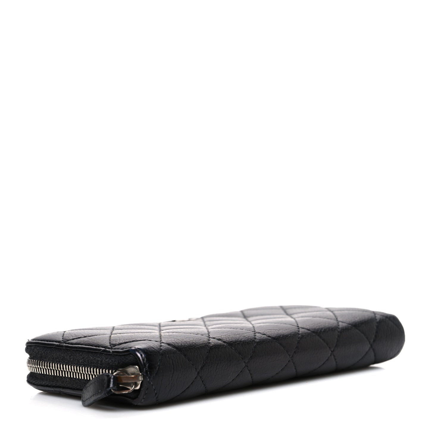Caviar Quilted Large Gusset Zip Around Wallet Black