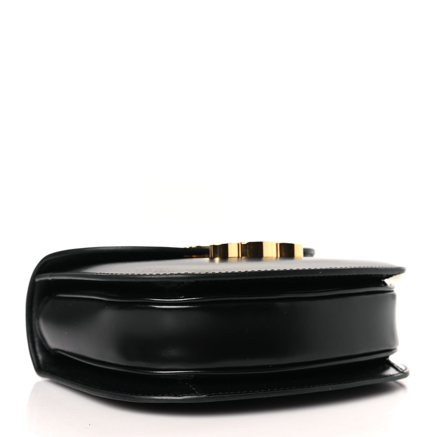 Shiny Calfskin Besace Clea Chain Triomphe Black