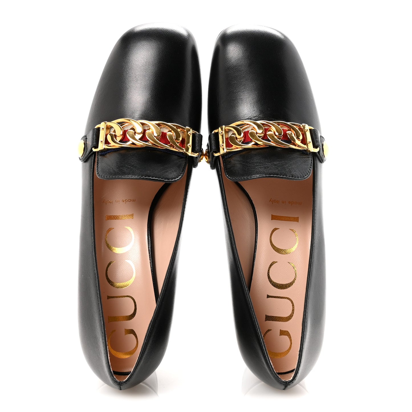 Malaga Kid Sylvie Web Chain Mid Heel Loafers 36.5 Black