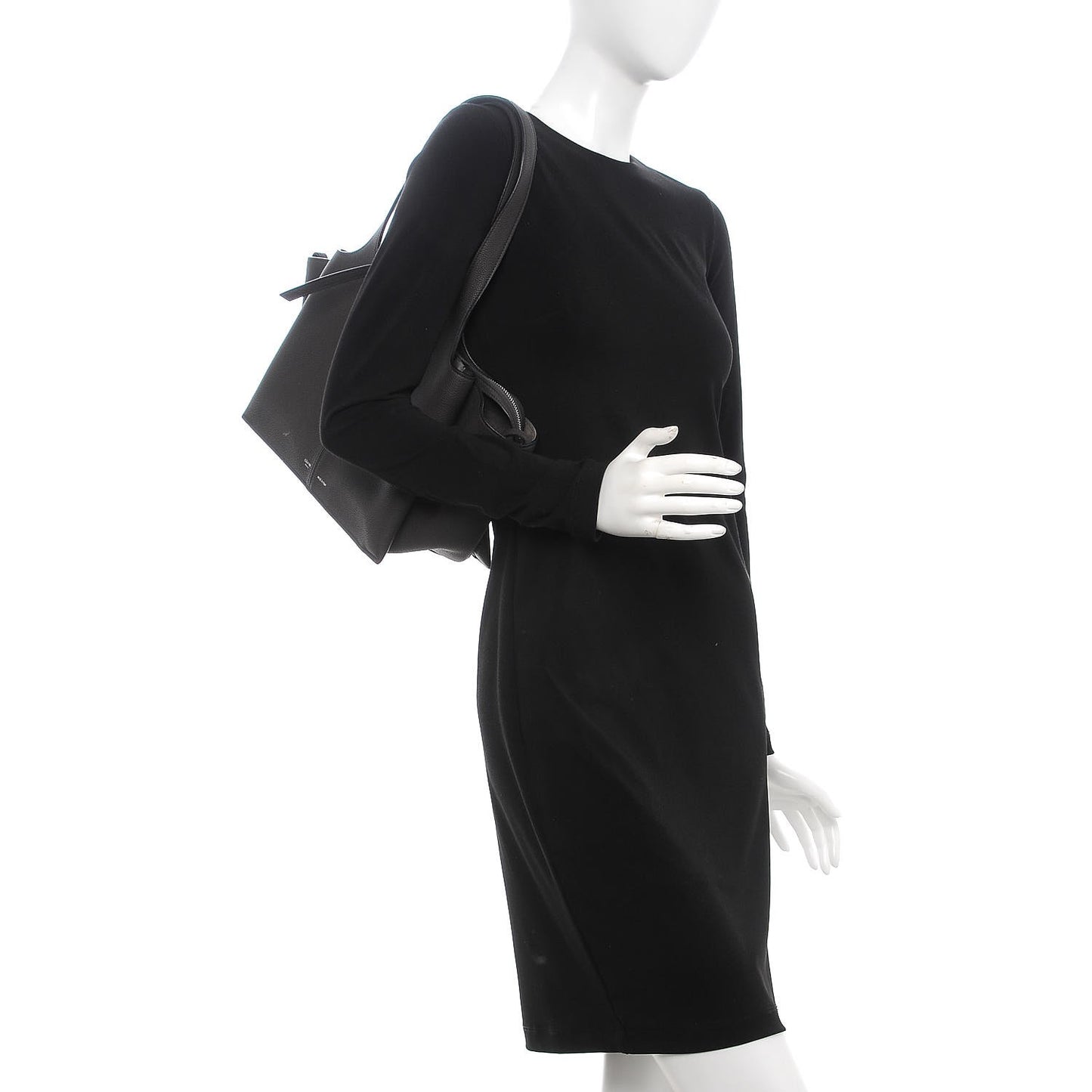 Grained Calfskin Small Tri-Fold Shoulder Bag Anthracite