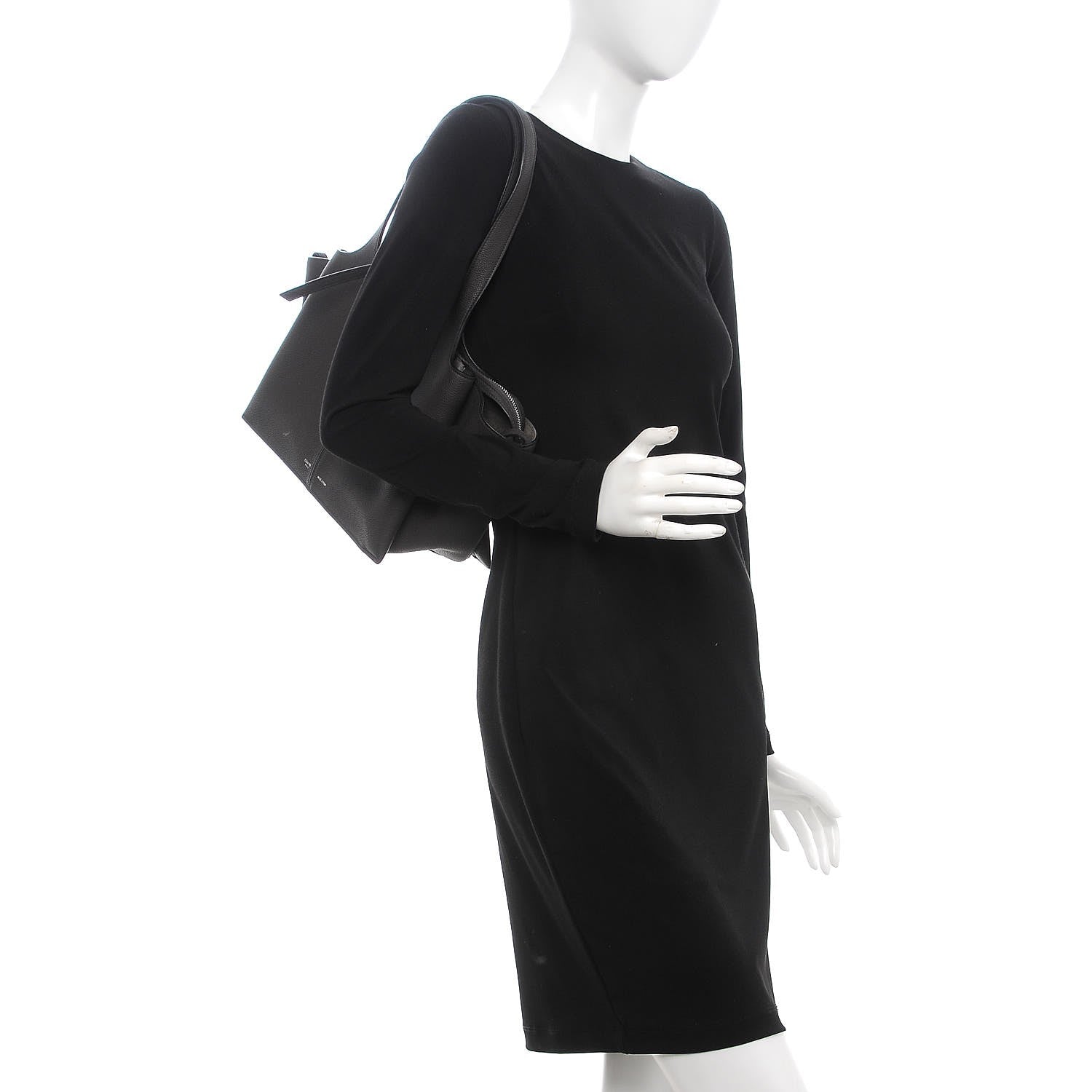 Celine Grained Calfskin Small Tri-Fold Shoulder Bag Anthracite 2 of 6