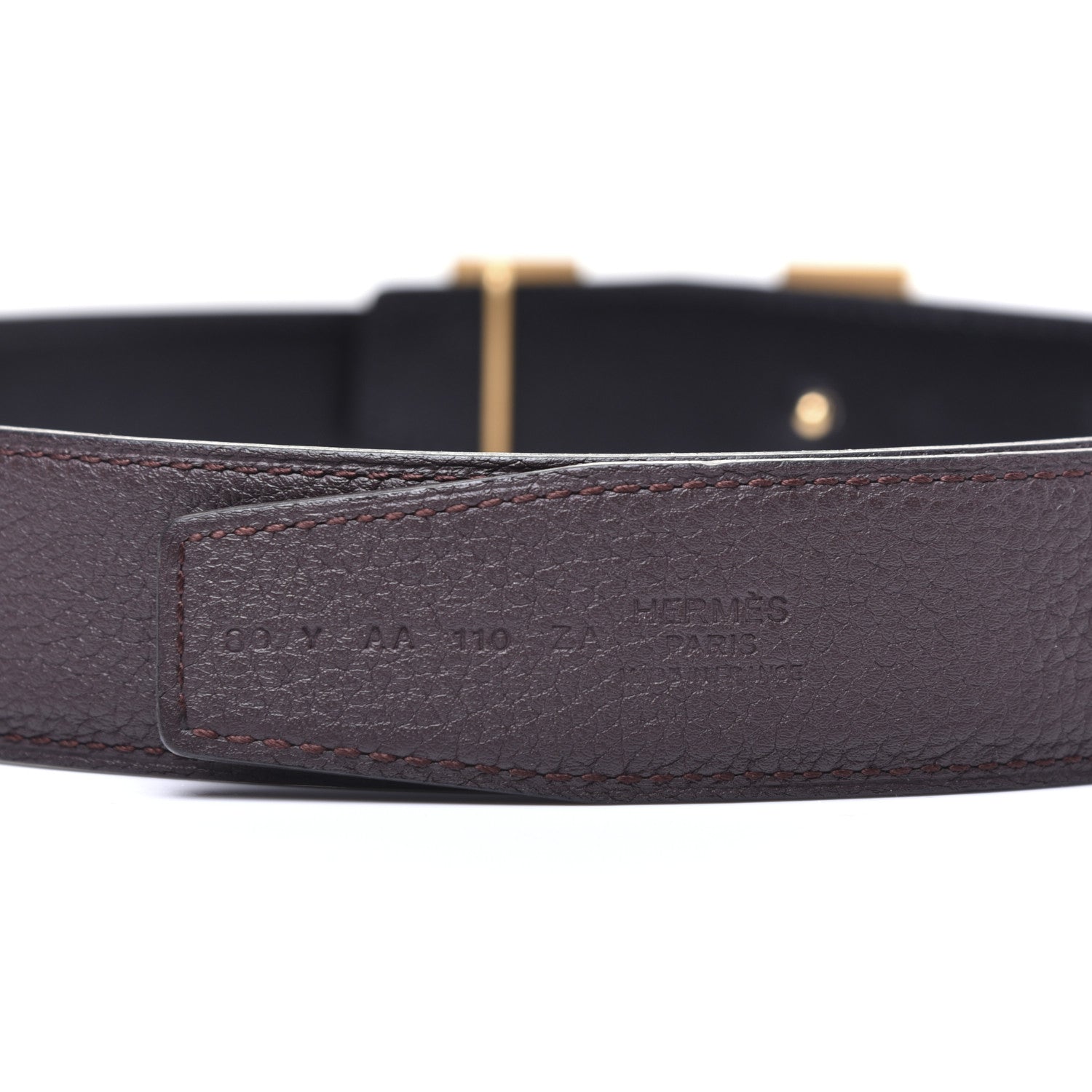 Hermes Box Togo 32mm H Belt 80 Black Chocolate 6 of 7
