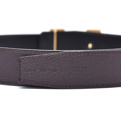 Hermes Box Togo 32mm H Belt 80 Black Chocolate 6 of 7