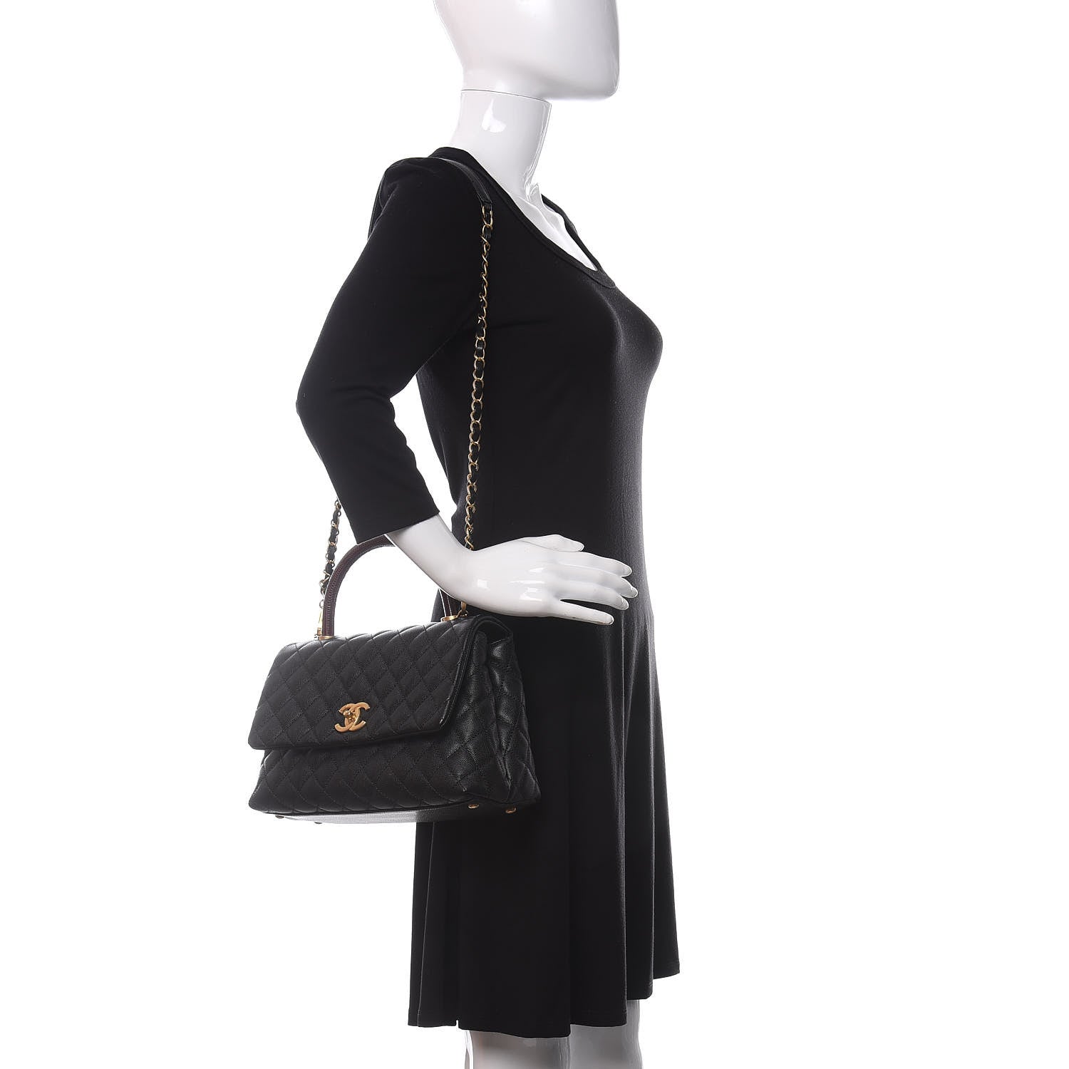 Chanel Caviar Lizard Quilted Small Coco Handle Flap Black 2 of 11