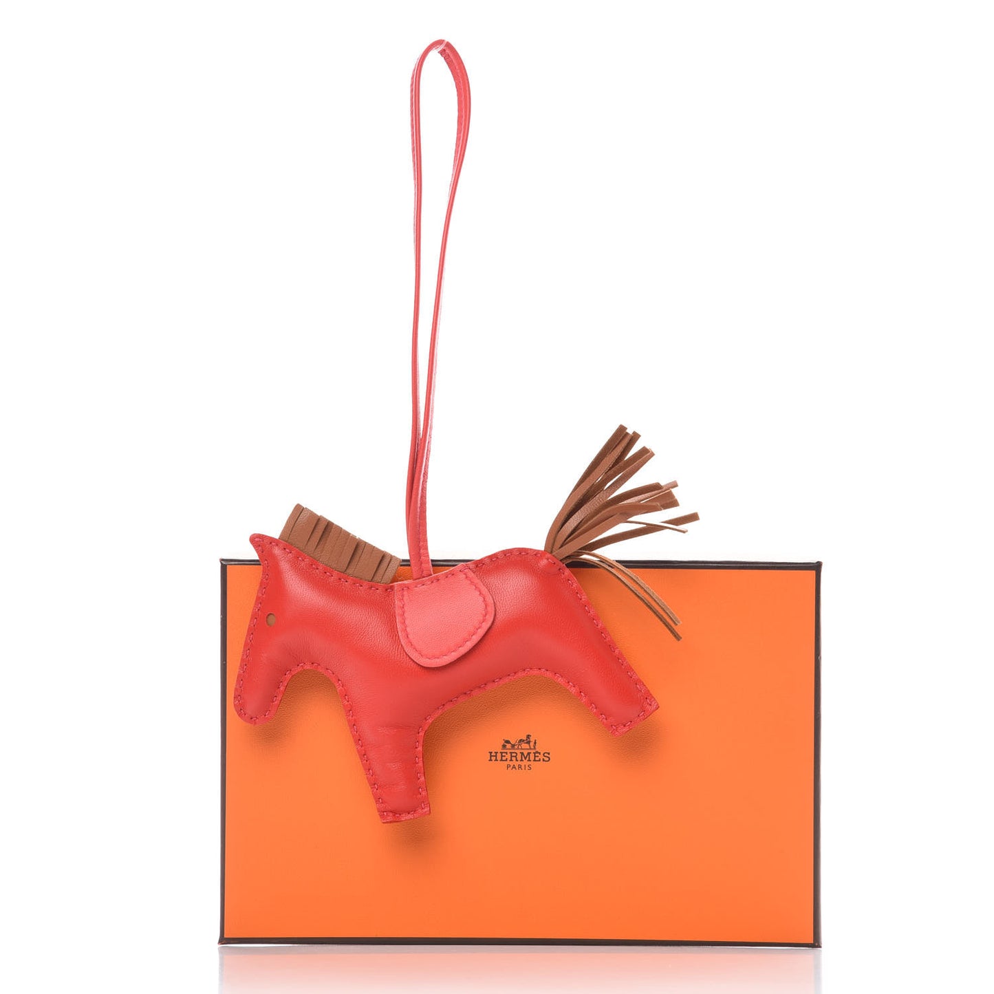Milo Lambskin Grigri Rodeo Horse Bag Charm MM Rouge Indien Gold Bougainvillea