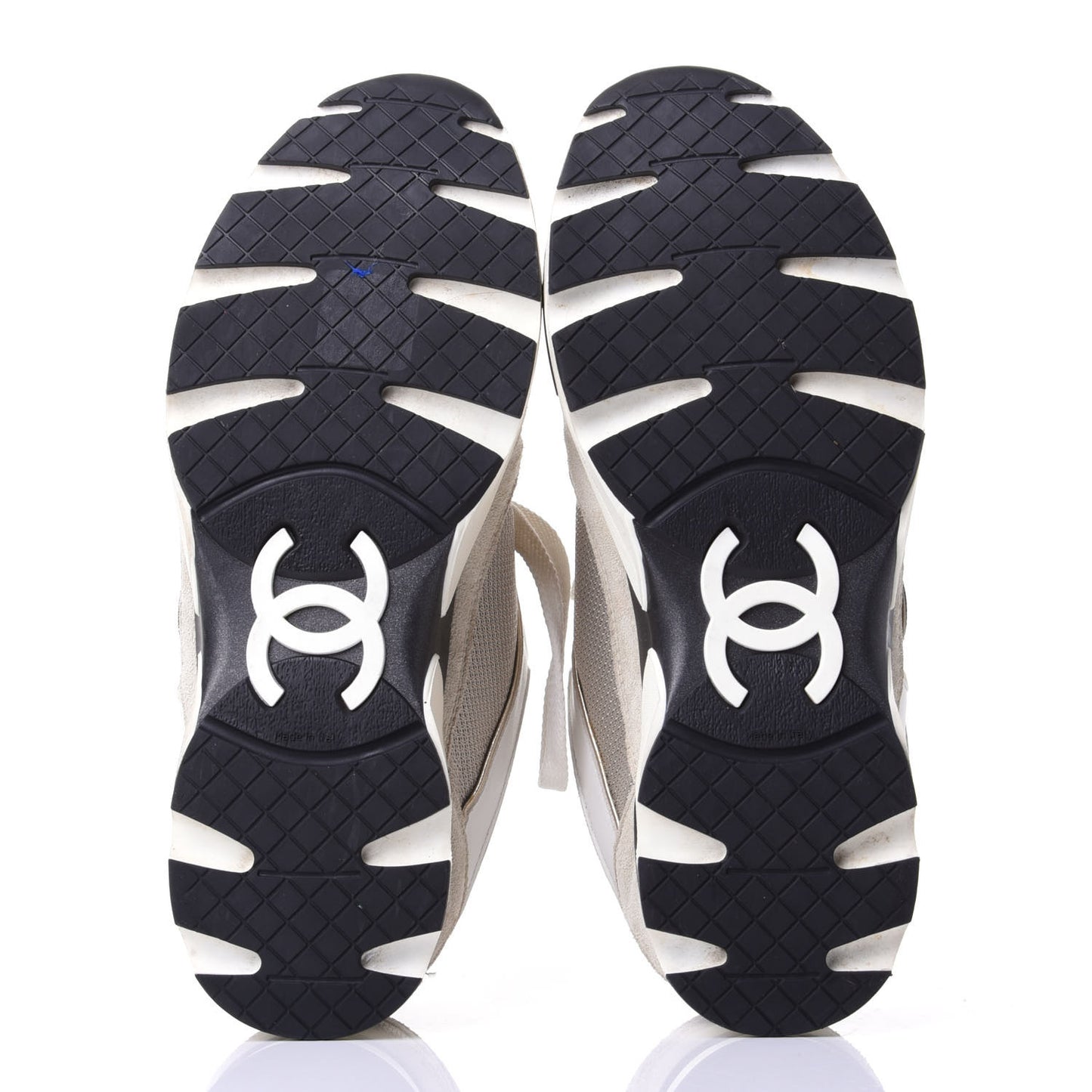 Suede Calfskin Womens CC Sneakers 38.5 Black White