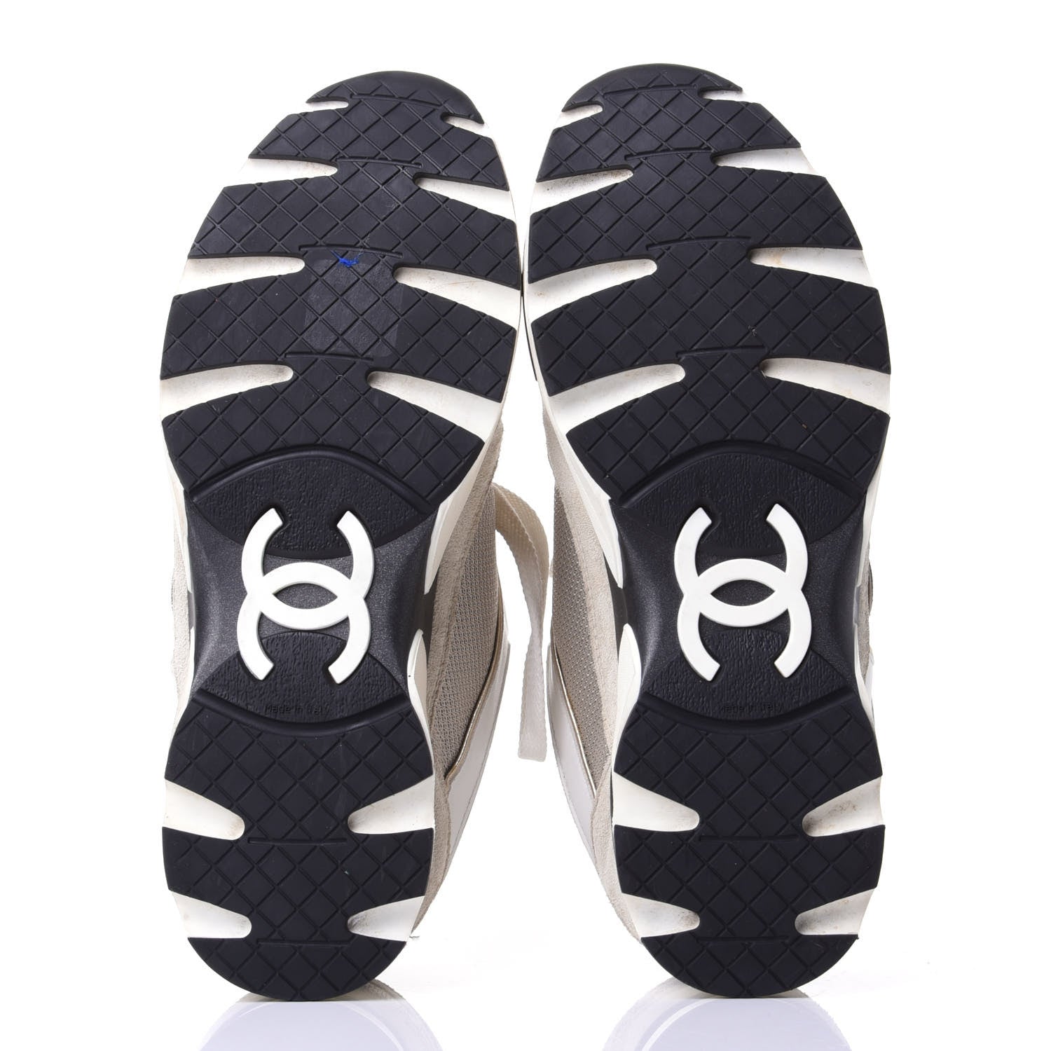 Chanel Suede Calfskin Womens CC Sneakers 38.5 Black White 7 of 11