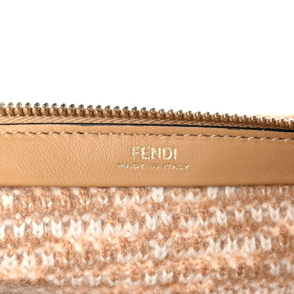 Fendi Fabric Calfskin FF Woven Large Flat Pouch Cammello 8 of 9