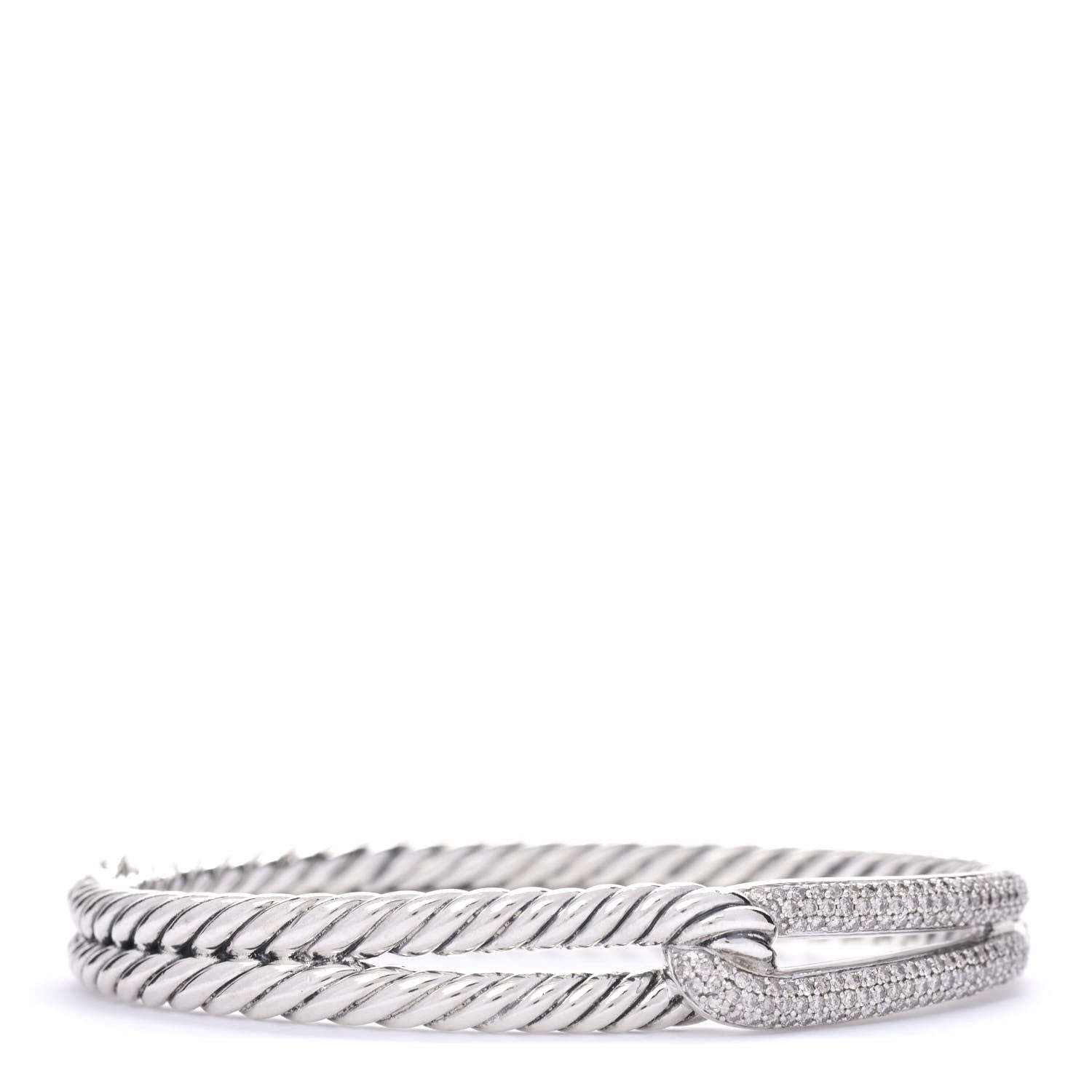 David Yurman Sterling Silver Diamond Pave 10mm Single Loop Labyrinth Bracelet 1 of 5