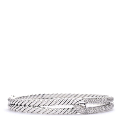 David Yurman Sterling Silver Diamond Pave 10mm Single Loop Labyrinth Bracelet 1 of 5
