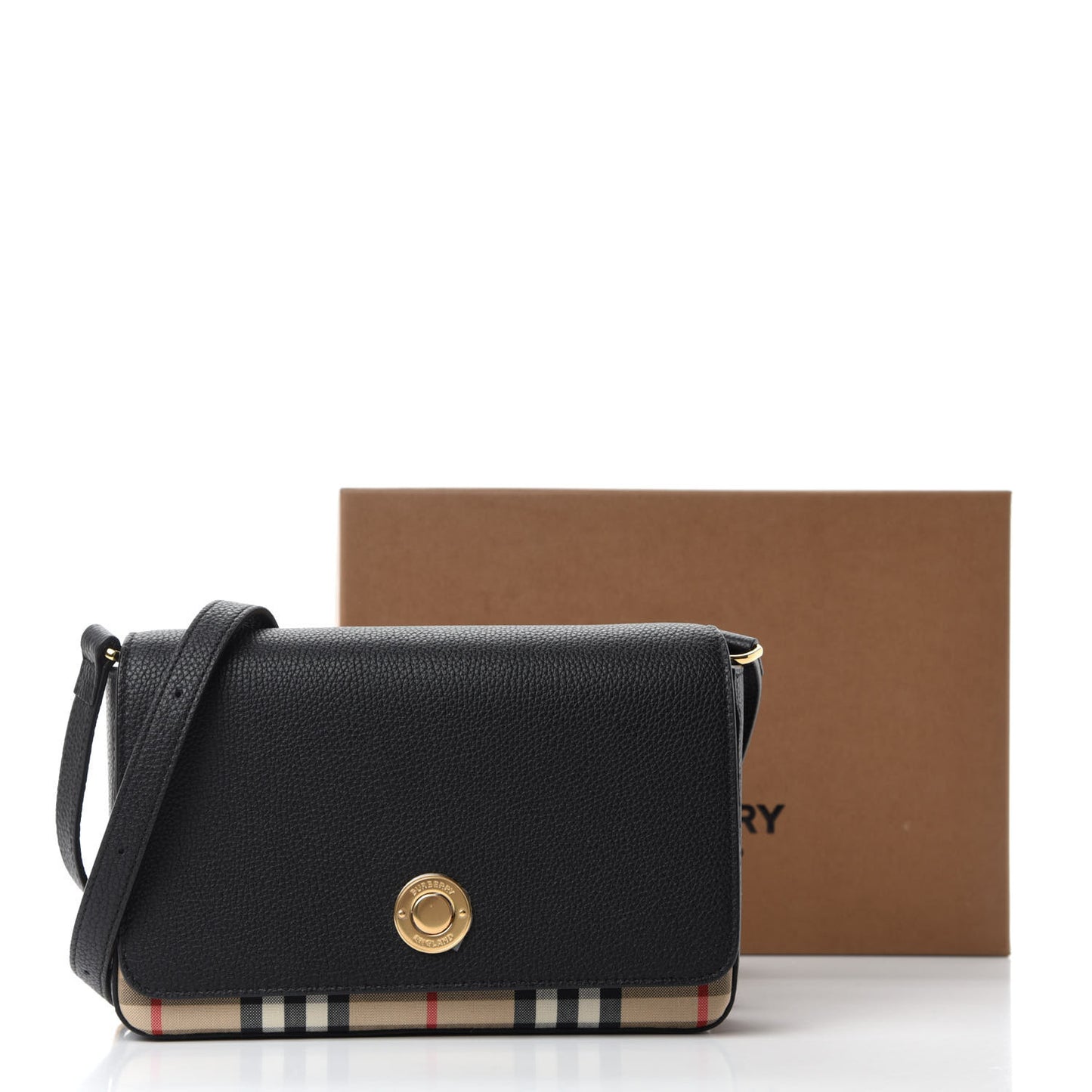 Grainy Calfskin Vintage Check Hampshire Crossbody Black
