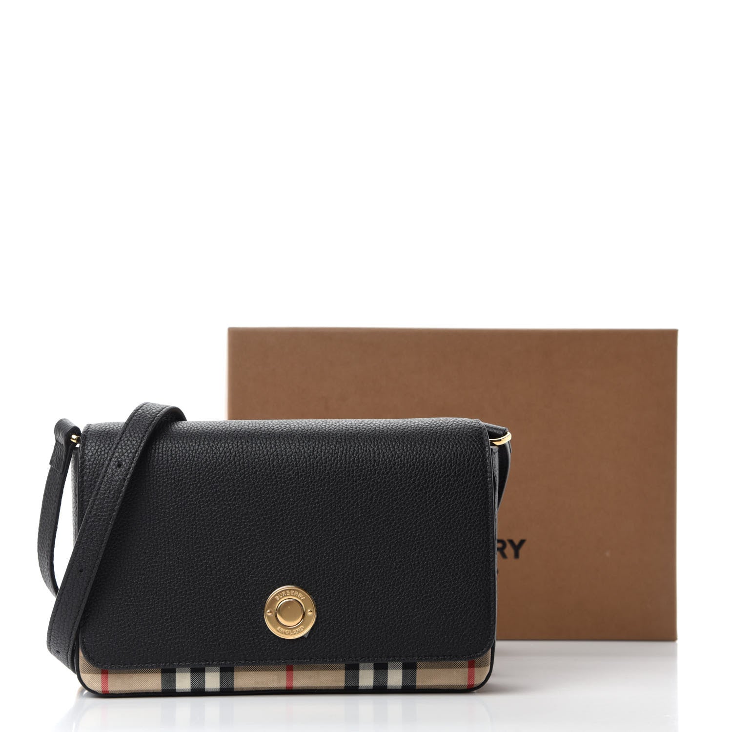 Burberry Grainy Calfskin Vintage Check Hampshire Crossbody Black 10 of 10