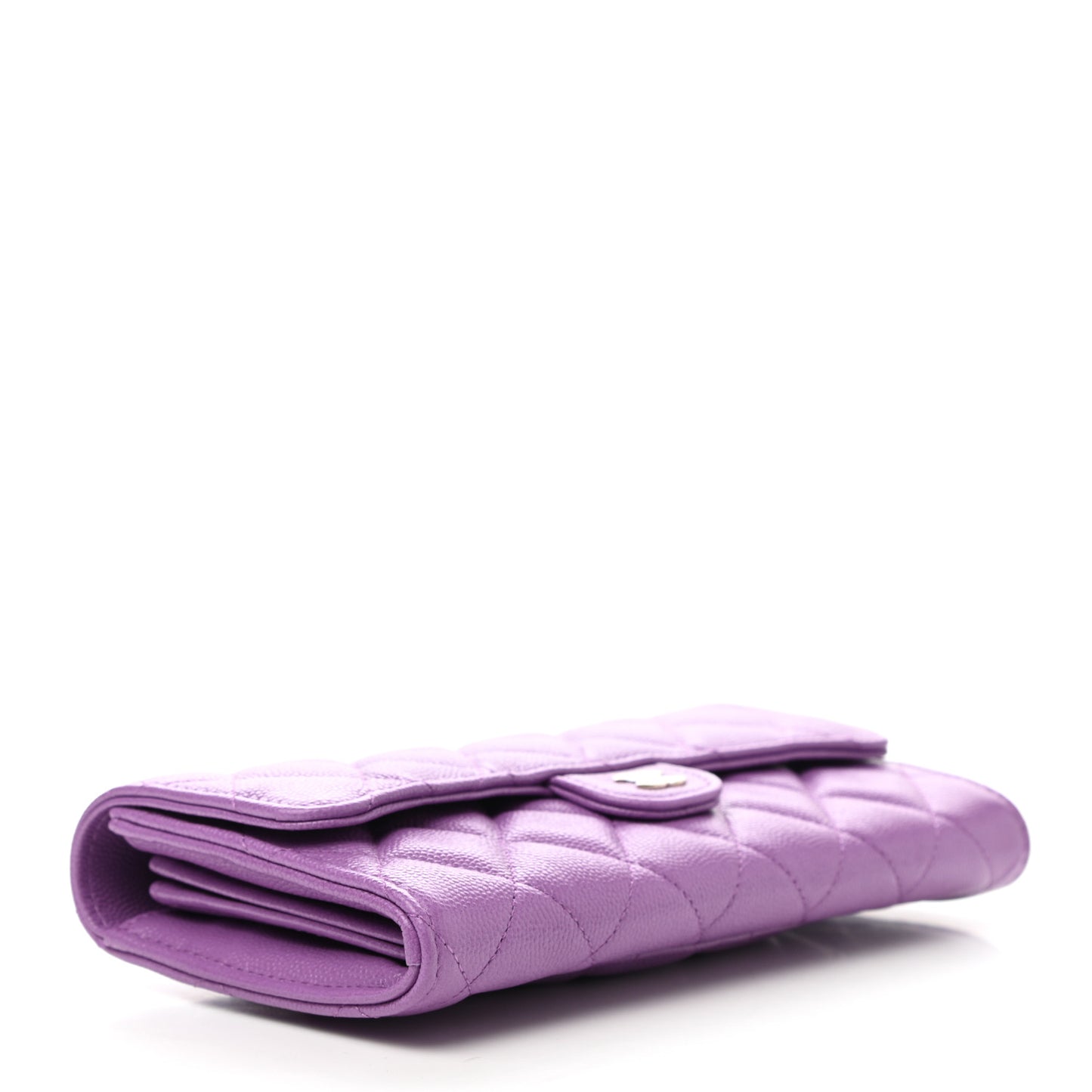 Caviar Quilted Large Flap Wallet Purple
