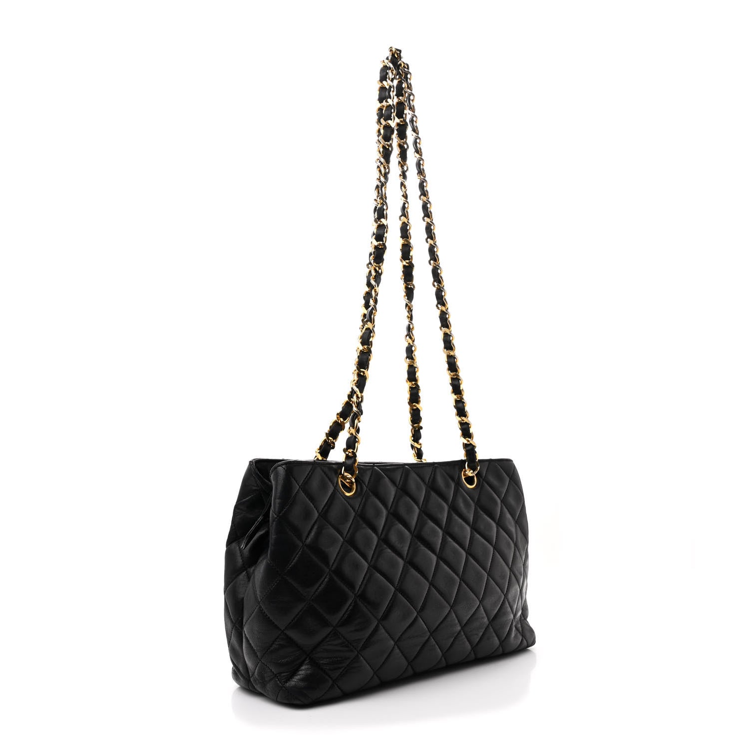 Chanel Lambskin Quilted Medium New Bubble North South Tote Black 3 of 12