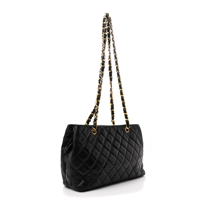 Chanel Lambskin Quilted Medium New Bubble North South Tote Black 3 of 12