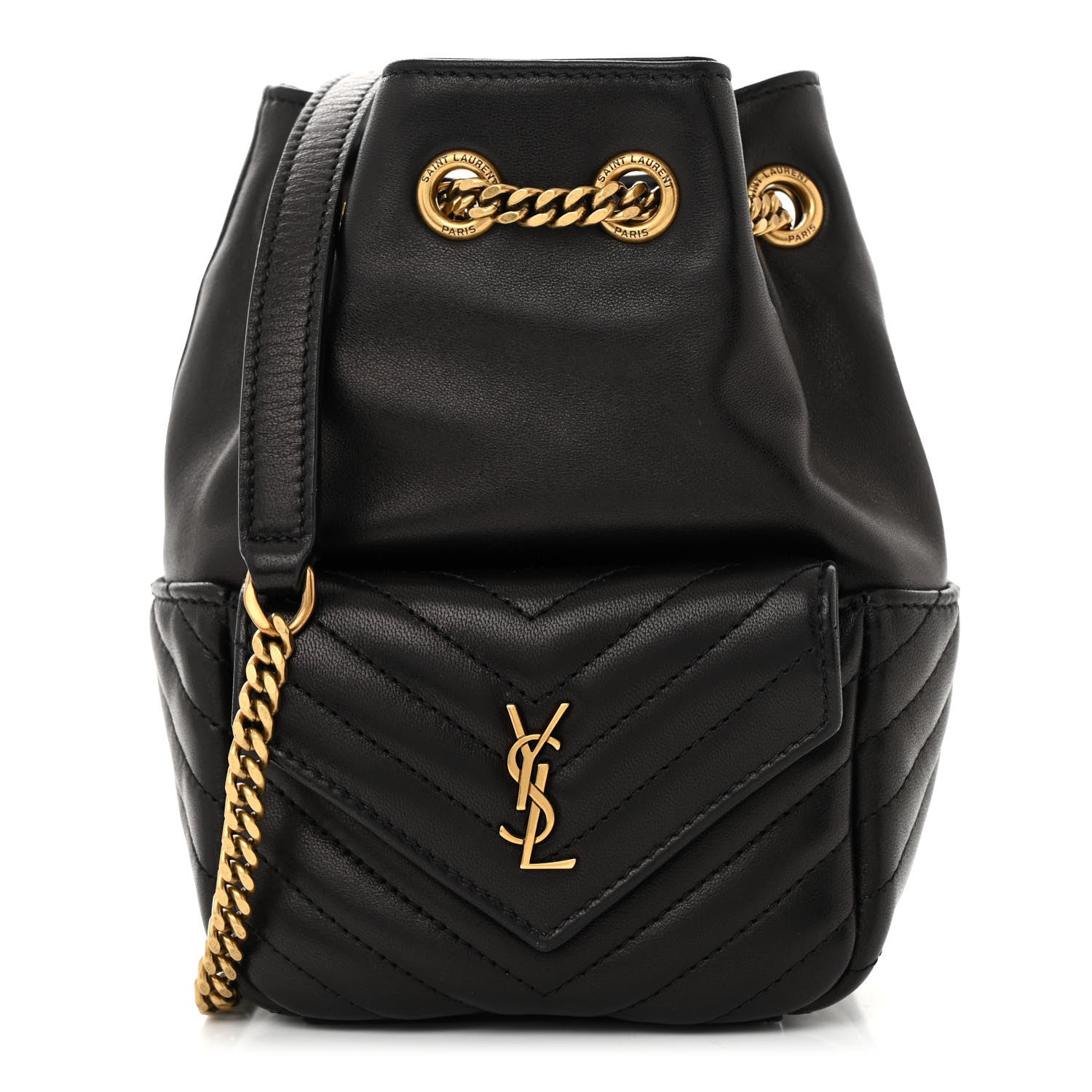 Saint Laurent Lambskin Matelasse Monogram Joe Nano Bucket Bag Black 1 of 10