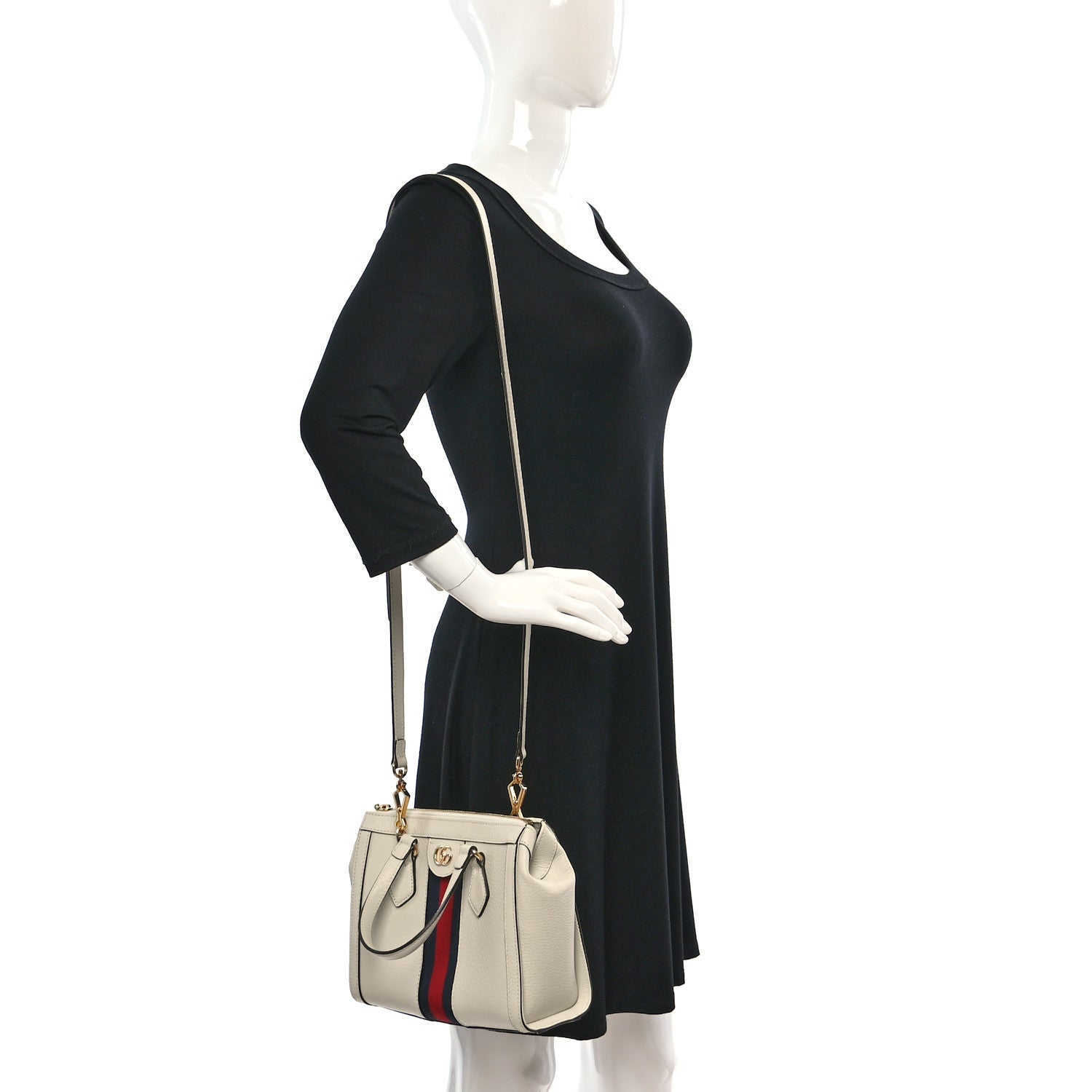 Gucci Textured Calfskin Web Small Ophidia Tote Bag Mystic White 2 of 11
