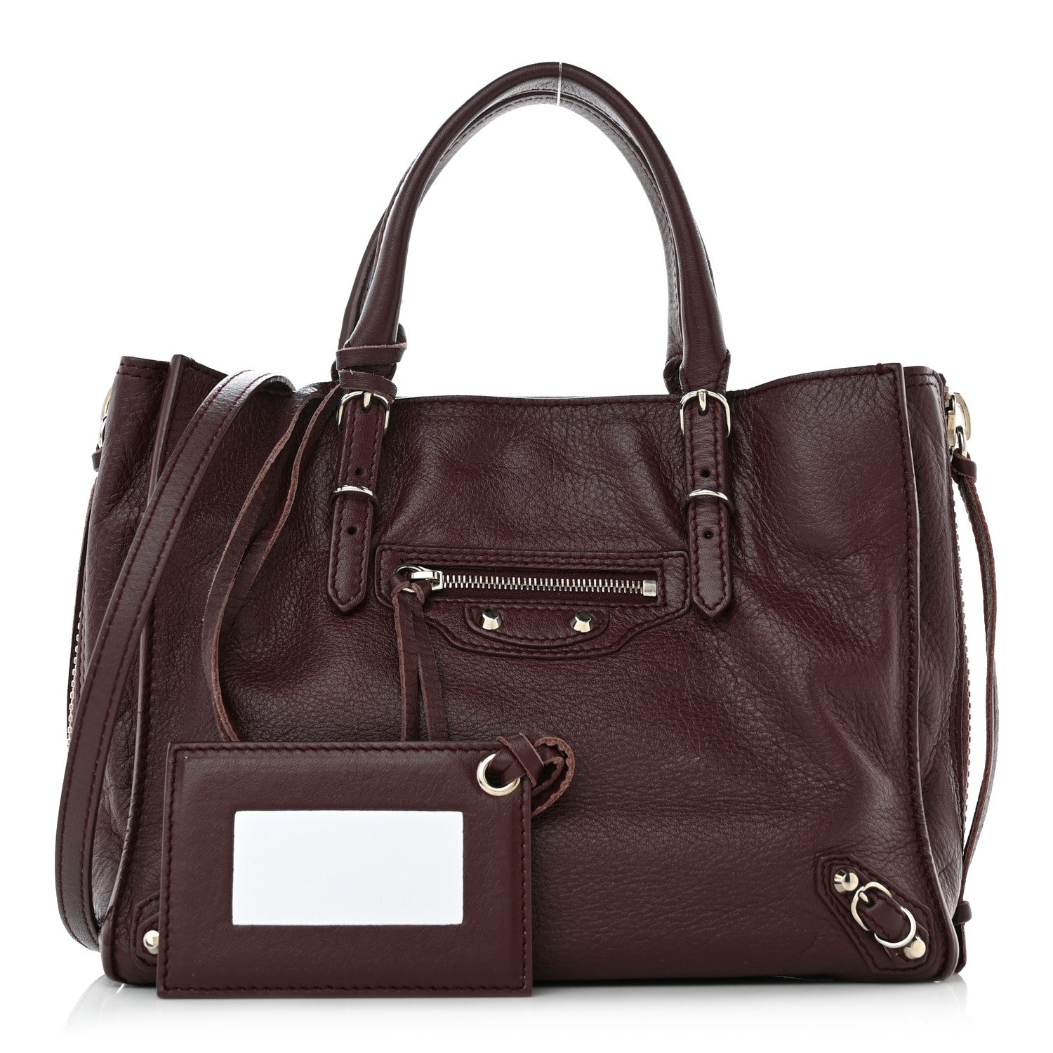 Balenciaga Calfskin Papier Mini A4 Zip Around Tote Rouge Aubergine 1 of 12