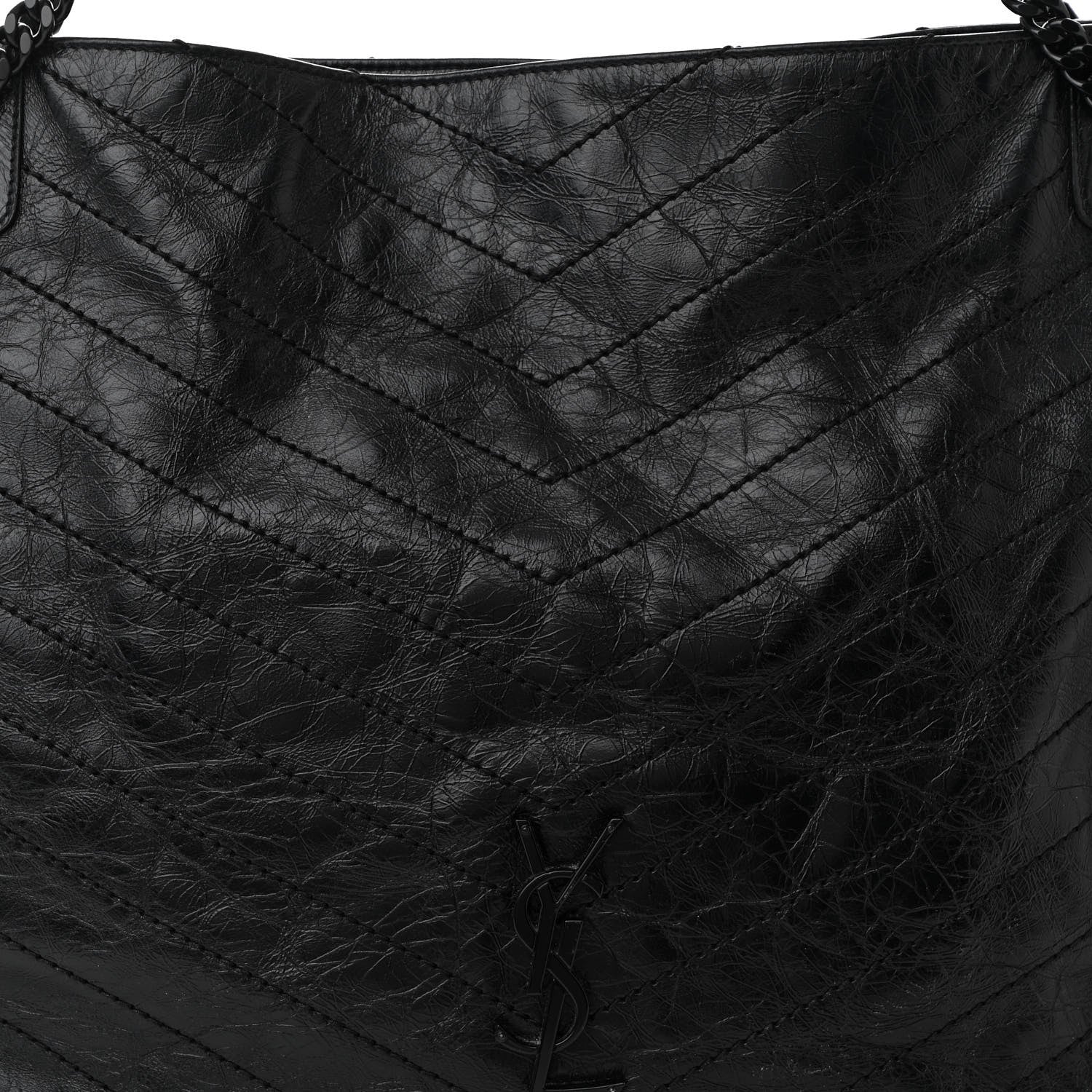 Saint Laurent Crinkled Calfskin Matelasse Monogram Large Niki Shopper Tote Black 8 of 10