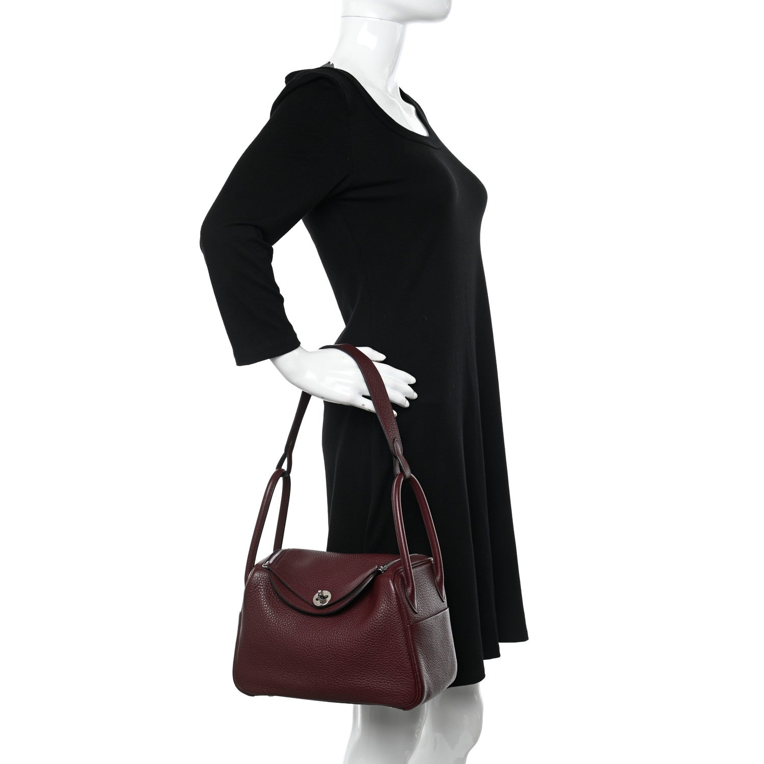 Hermes Taurillon Clemence Lindy 26 Bordeaux 2 of 11