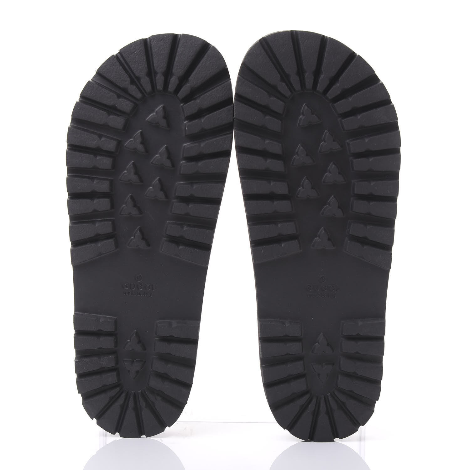 Gucci Rubber Web Mens Lug Sole Slide Sandals 9 Black Green Red 5 of 9