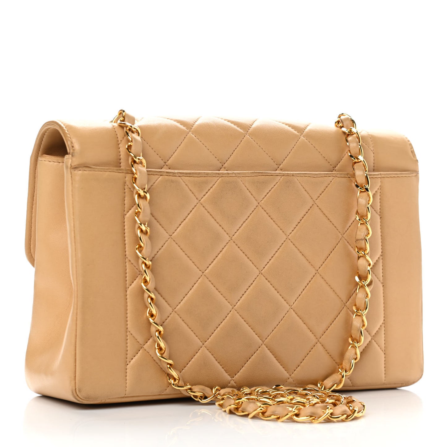 Lambskin Quilted Medium Single Flap Beige