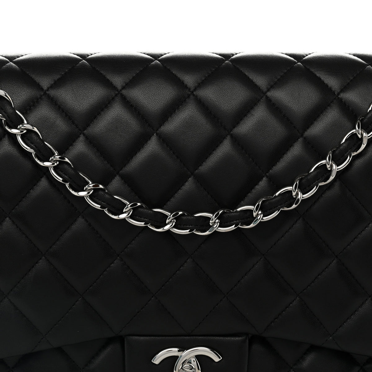 Chanel Lambskin Quilted Maxi Double Flap Black 9 of 13