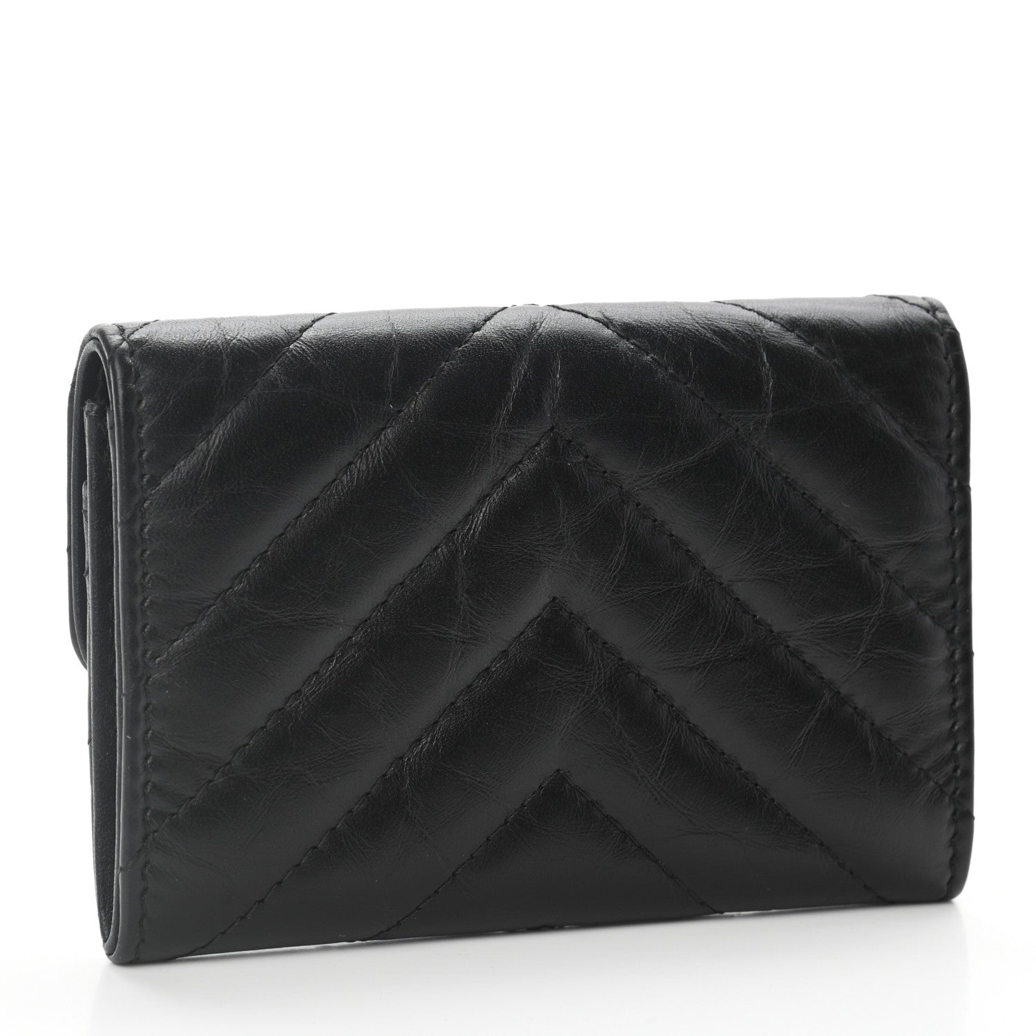 Chanel Aged Calfskin Chevron Quilted Reissue Flap Card Holder So Black 3 of 8