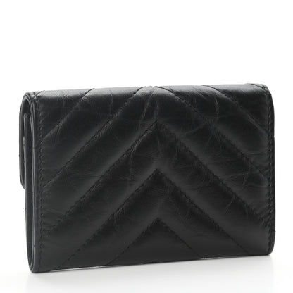 Chanel Aged Calfskin Chevron Quilted Reissue Flap Card Holder So Black 3 of 8