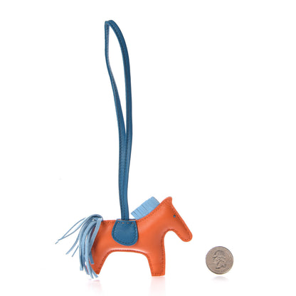 Hermes Milo Lambskin Grigri Rodeo Horse Bag Charm PM Feu Celeste Bleu Izmir 2 of 4