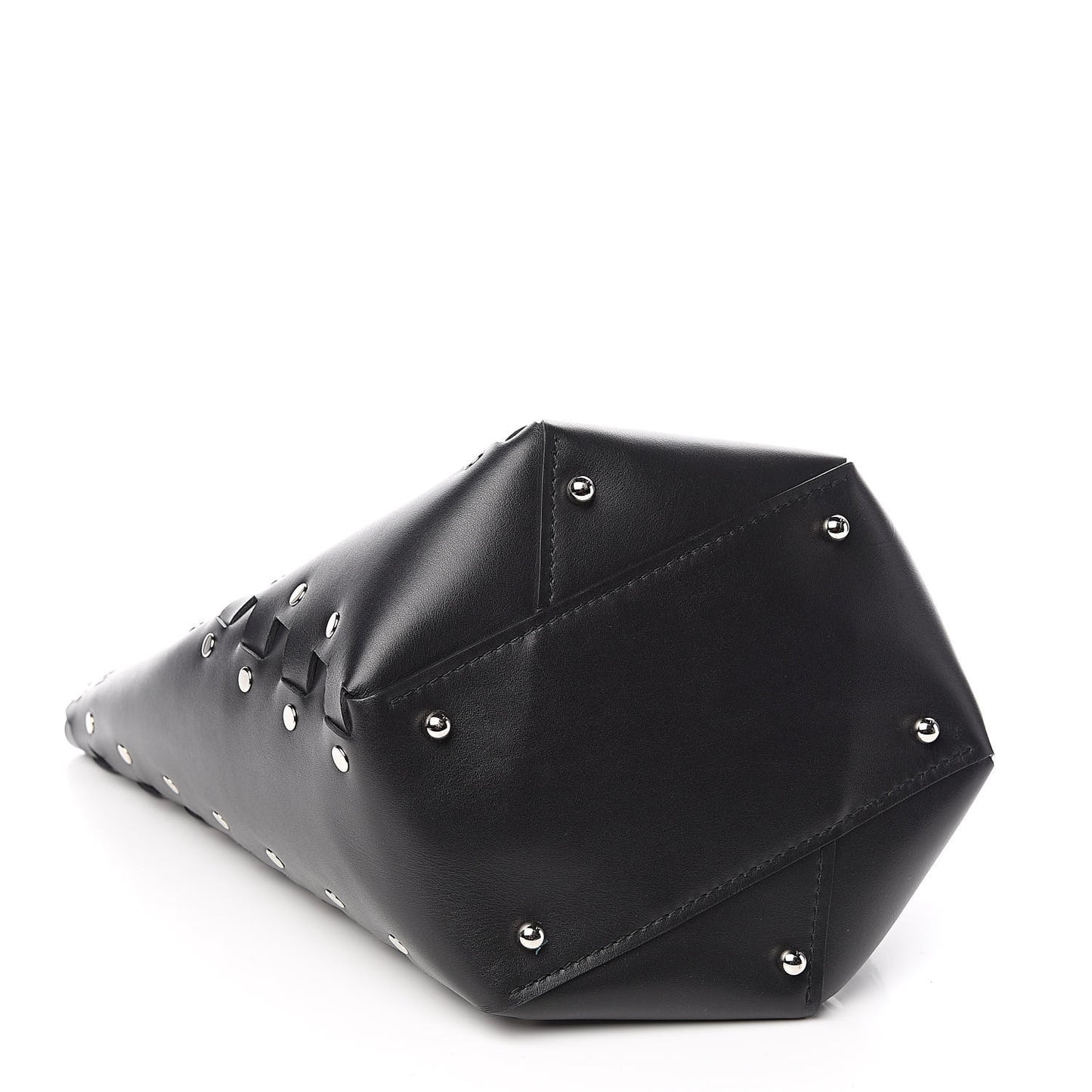 Calfskin Medium Studded Hex Bucket Black