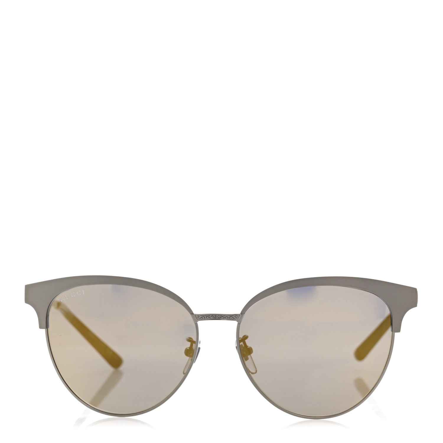 Gucci Round Metal GG0074SK Sunglasses Black Yellow 2 of 8